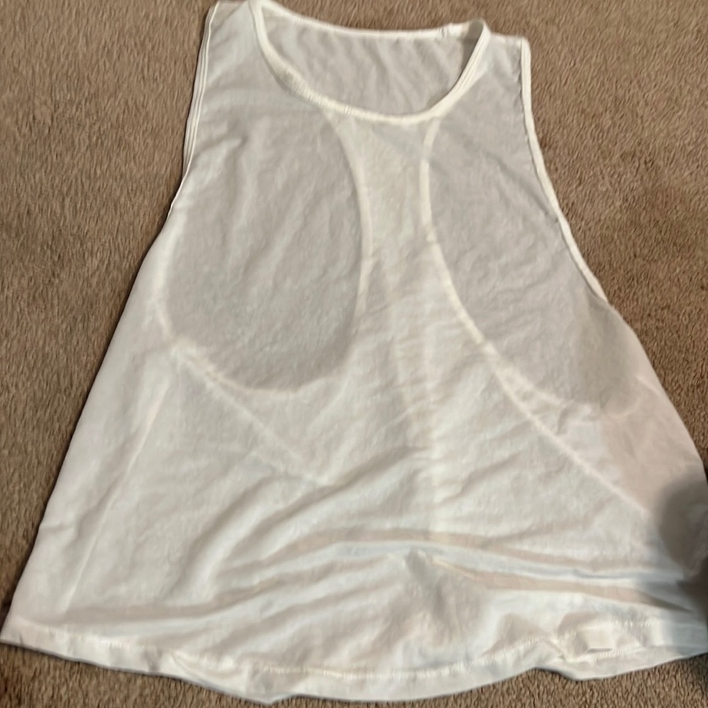 See though white flowy tank top